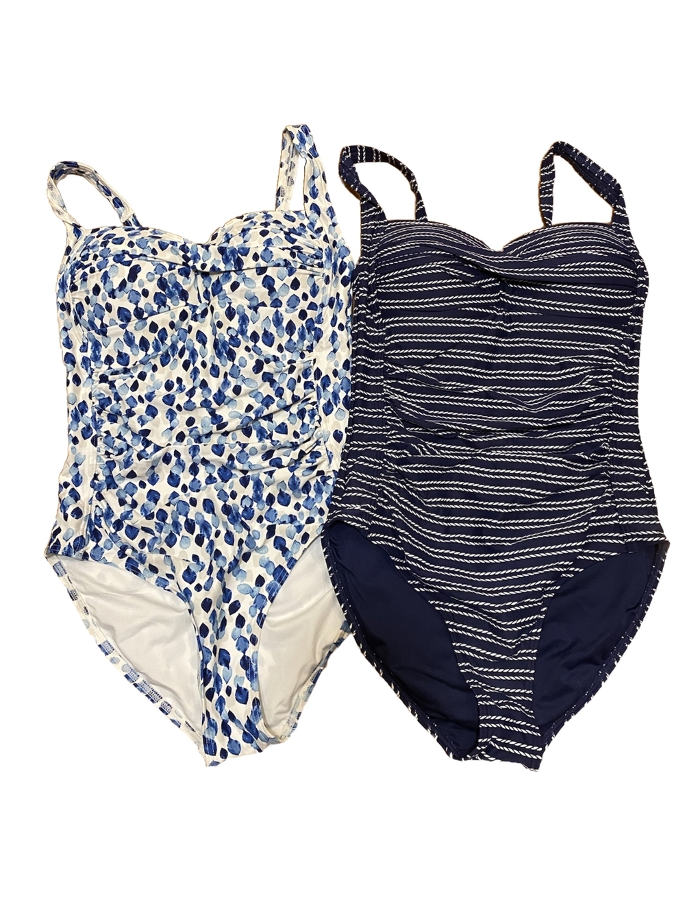 Nip Tuck Lot Size 4 Swimsuits Nautical Blue White Adjustable Tummy Control